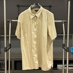OVERSIZED SATIN SHORT SLEEVE SHIRT (BEIGE)